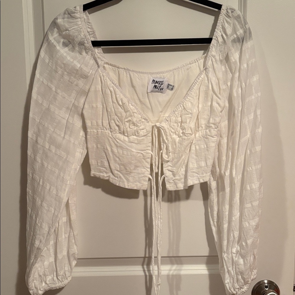 Princess Polly Ivory Tie-Front Blouse